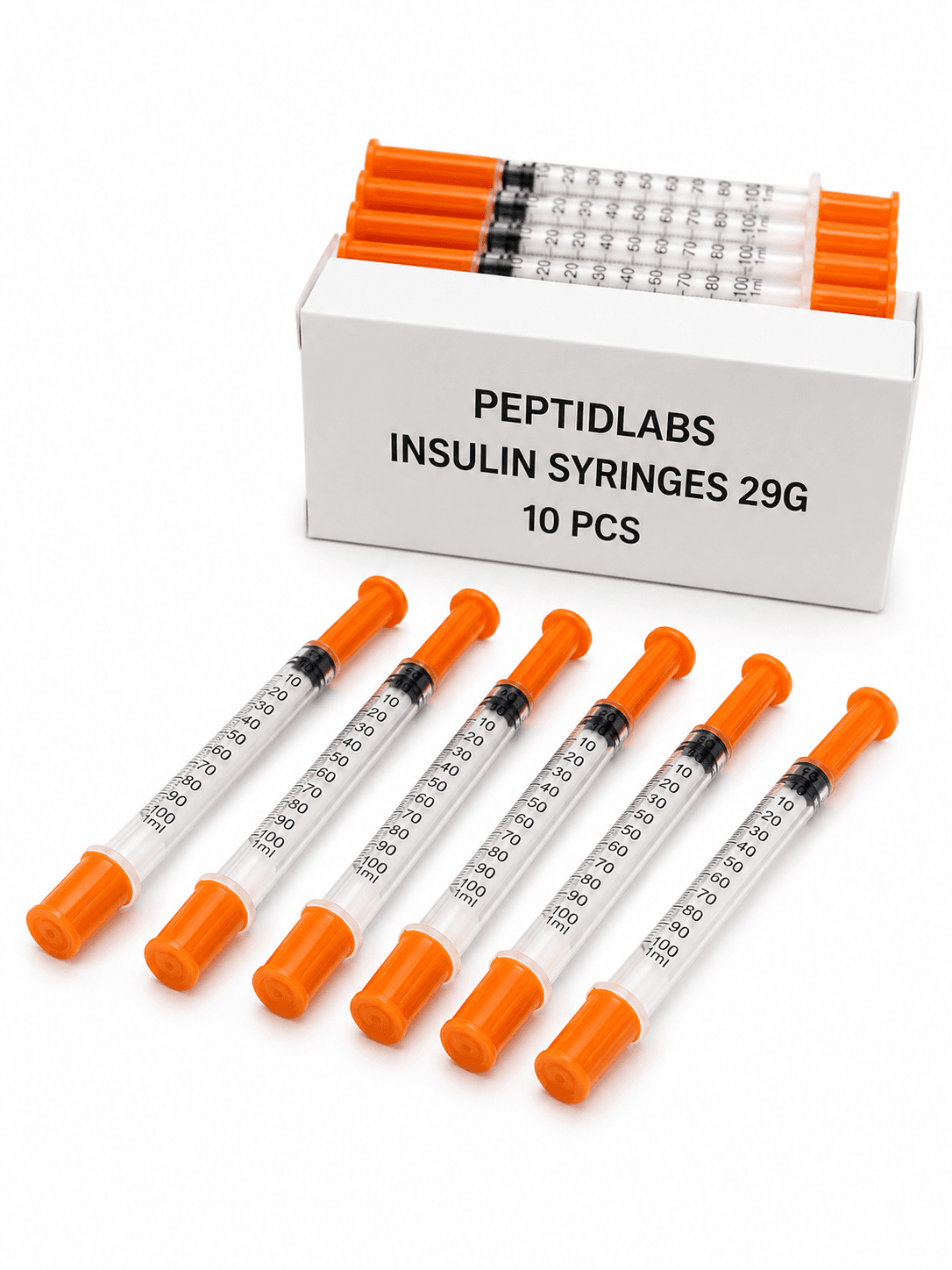 Insulin Syringes 29G (10-pack) nullмг - лиофилизиран изследователски пептид, чистота над 99% по HPLC, COA включен | PeptidLabs