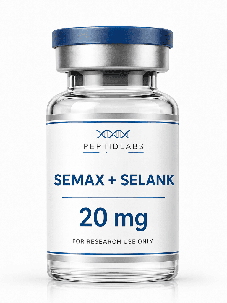 Semax + Selank combo 20мг - лиофилизиран изследователски пептид, чистота над 99% по HPLC, COA включен | PeptidLabs